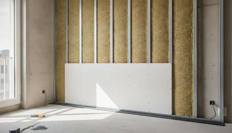 Doublage phonique sur ossature désolidarisée posé sur le mur mitoyen d'un appartement à Creil