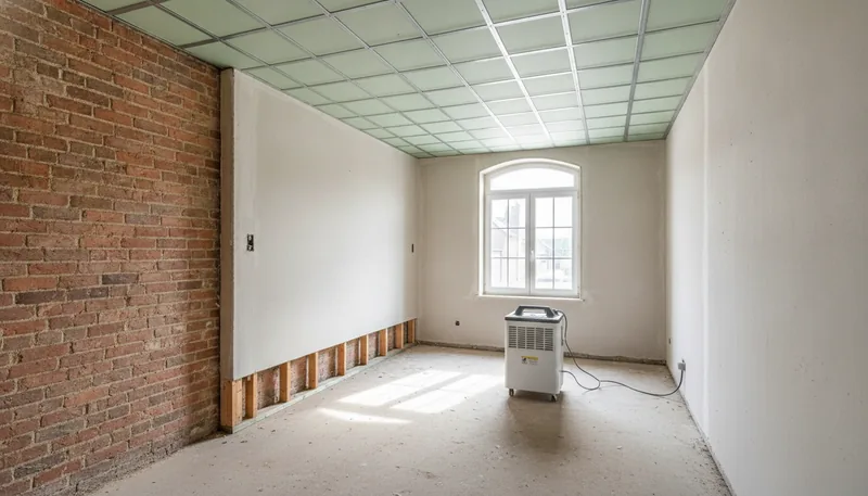 Plafonds et cloisons refaits en plaques hydrofuges dans une maison de cité de Liévin après un dégât d'eau